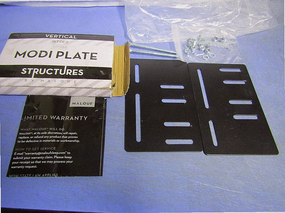 1– MALOUF STRUCTURES Bed Frame Headboard Bracket Modification Plate Vertical NEW