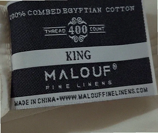 2 pc Malouf King 100% Combed Egyptian Cotton 400 Thread Ct White Pillow Cover