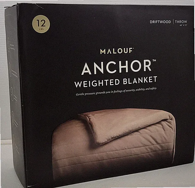*LP) Malouf Anchor Weighted Throw Blanket 48" x 72" Velour Cover Driftwood 12lb