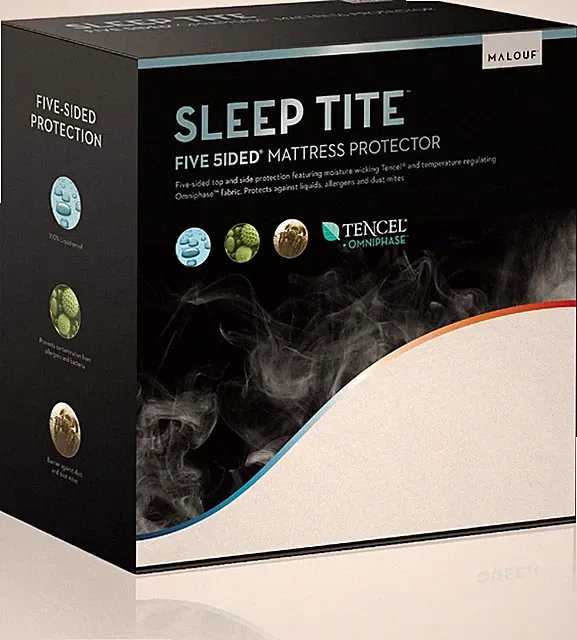 Malouf 5 Sided Split California King Mattress Protector w/Tencel + Omniphase, S6