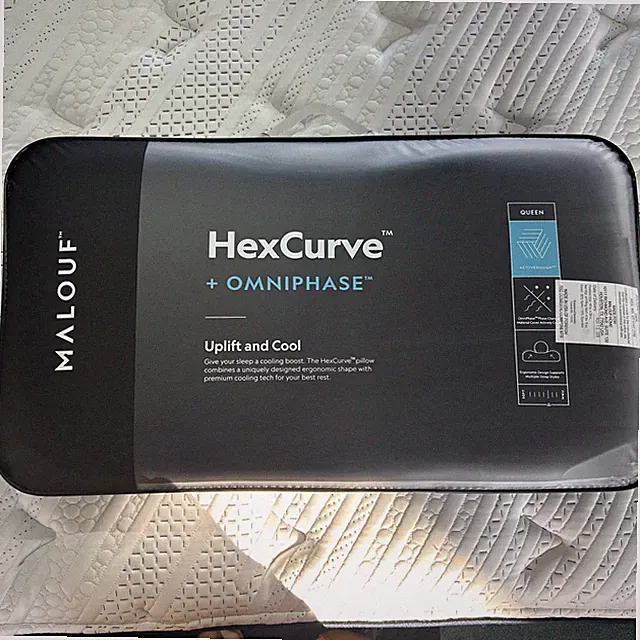 Malouf HexCurve + Omniphase Cooling Pillow Queen Size 16x28 Inch