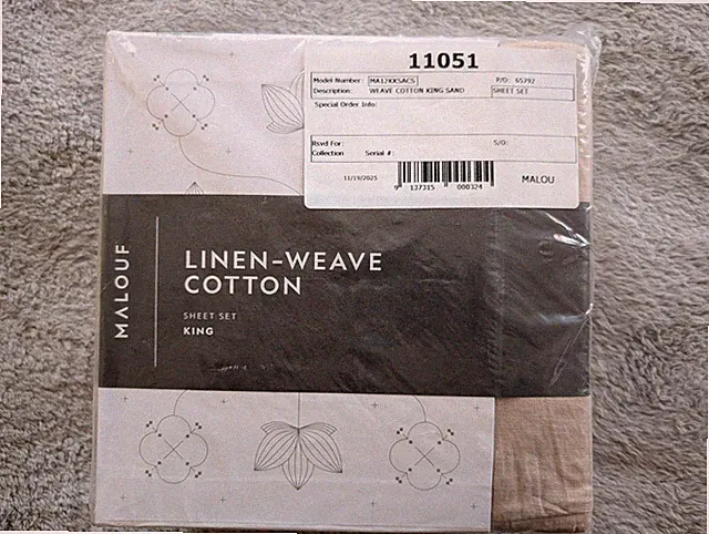 Malouf Linen Weave Cotton Sheet Set King New