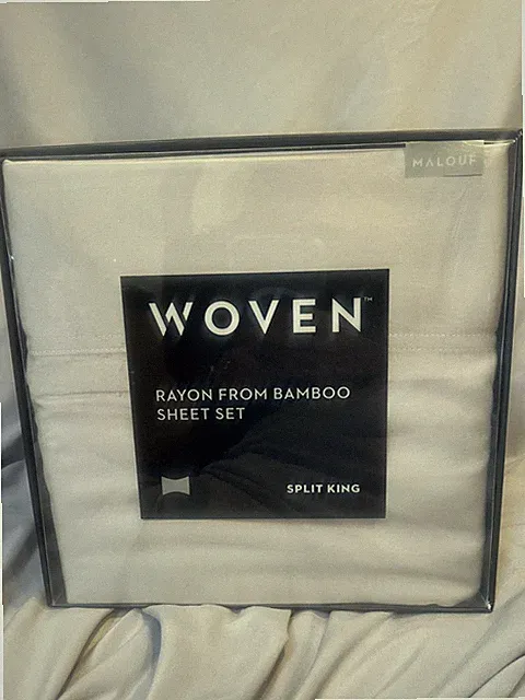 Malouf Luxury Rayon from Bamboo Split King Sheet Set in Gray (#MA25SKASBS), NEW