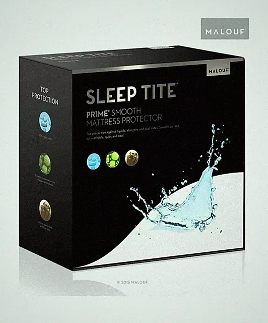 Malouf Sleep Tite Cal. King Prime Smooth Mattress Protector Stops Dust Mites