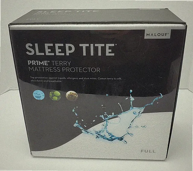 Malouf Sleep Tite Prime Mattress Protector WATER PROOF STOPS DUST MITES FULL New