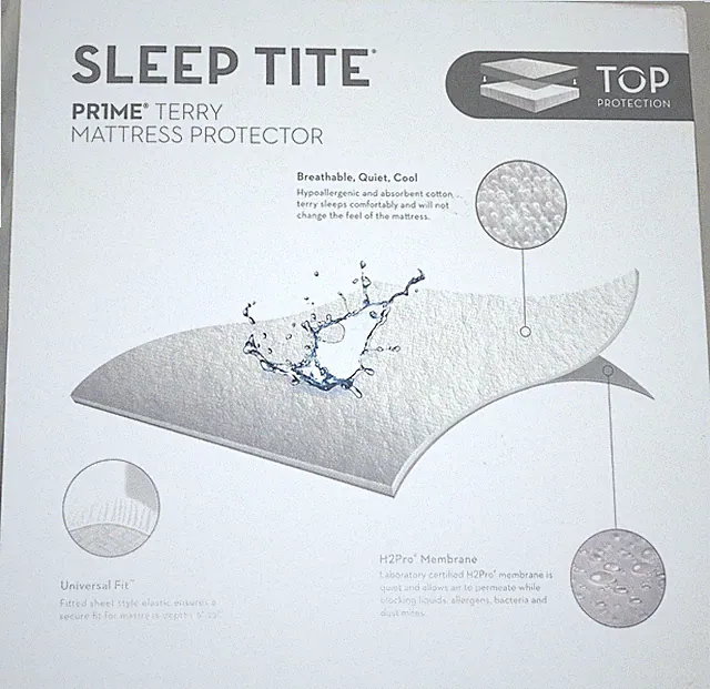 MALOUF Sleep Tite Prime Terry Mattress Top Protector Split King White