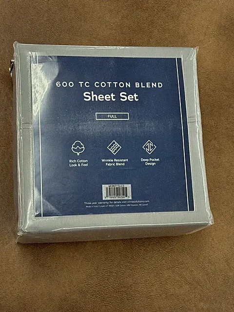 Malouf Weekender 600 Thread Count Cotton Blend Sheet Set Full Double Size Slate