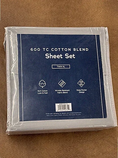 Malouf Weekender 600 Thread Count Cotton Blend Sheet Set Twin XL Slate Gray