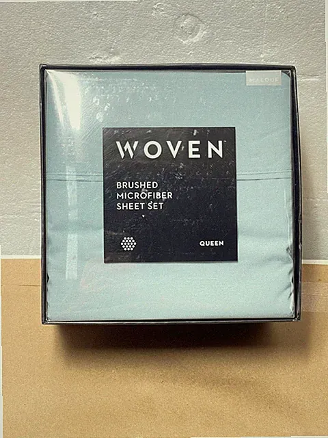 Malouf Woven Brushed Microfiber Polyester Sheet Set Queen Sized in Pacific Blue