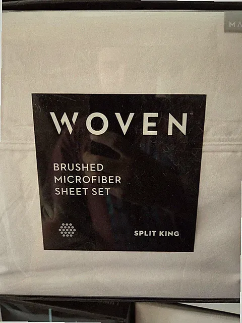 Malouf Woven Brushed Microfiber Sheet Set White 5 Piece Split King - New