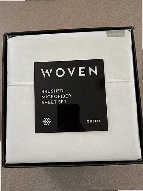 MALOUF Woven Queen Sheet Set White Brushed Microfiber Designed in USA