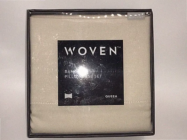 Malouf Woven Rayon from Bamboo Pillow Case Set of 2 Queen Beige
