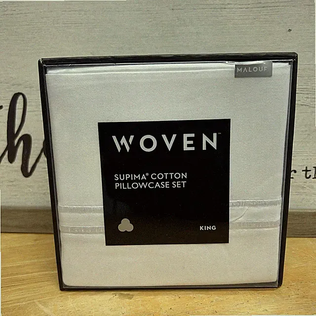 Malouf Woven Supima Premium Cotton Set Of 2 King Size Pillow Cases NEW