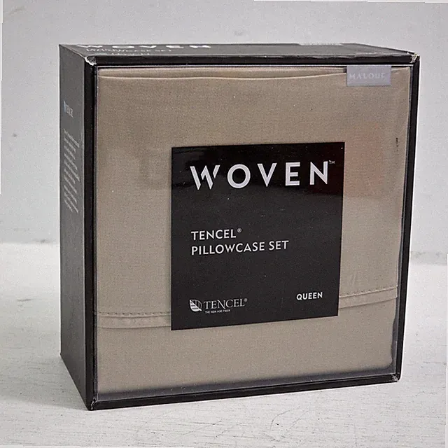 Malouf Woven Tencel Lyocell Premium Cotton Queen 300TC Silky Ecru Pillowcase Set