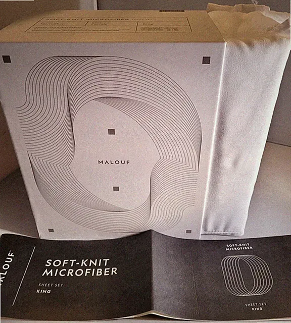 New Malouf Woven Microfiber King Sheet Set 4pc White Percale Fitted Corners