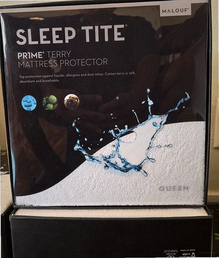 Queen Malouf Sleep Tite Prime Terry Waterproof Mattress Protector NEW