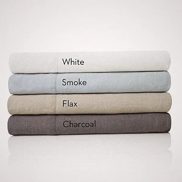 Split Cal King French Linen Sheet Set White Smoke Adjustable Bed Sheets