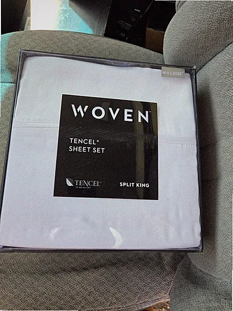 Split King Malouf Tencel Sheet Set White Brand New (Original Price $185)