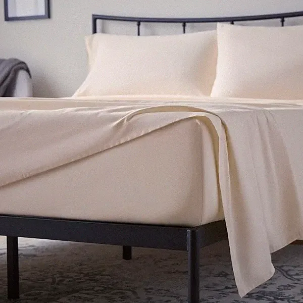 Twin XL Cotton Sheet Set Cream Percale Dorm Bed Sheets Twin Extra Long NIP